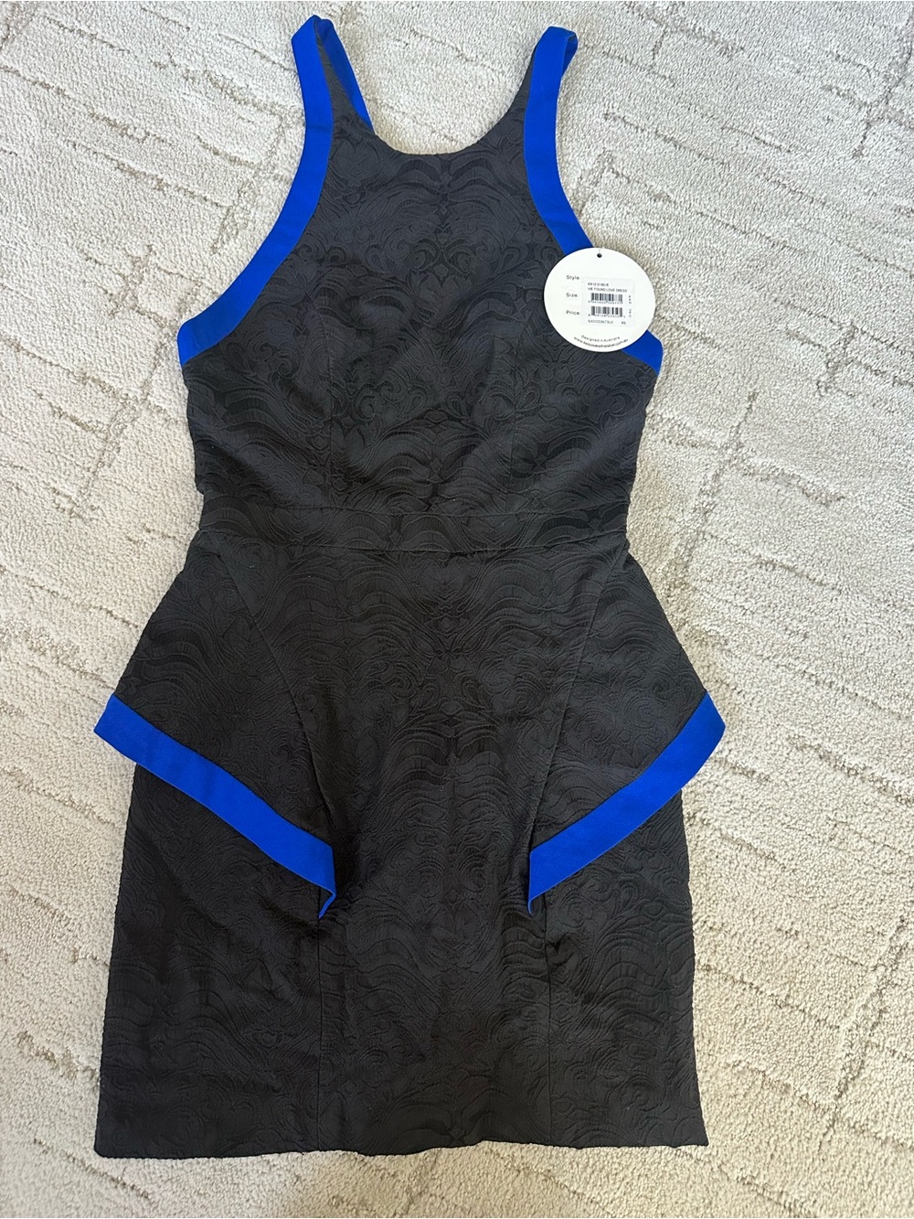 NWT Keepsake - We Found Love Peplum Black & Royal Blue Dress Sz XS